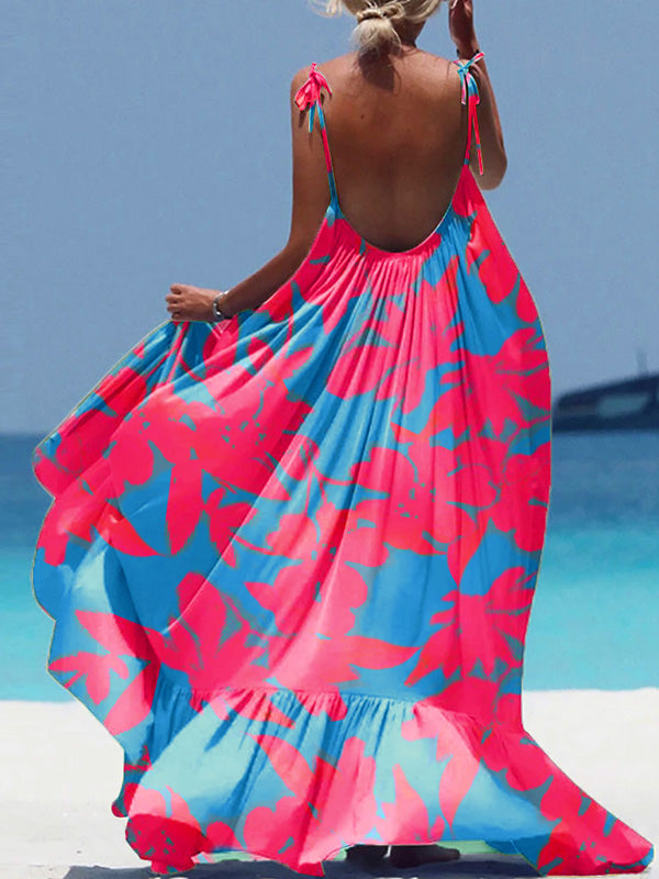 Vestidos maxi de vacaciones florales permanentes para el vestido de noche