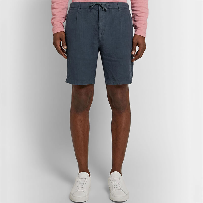 Cremallera de cordón cómoda, suelta y suave para hombres, pantalones cortos de lino ecológicos