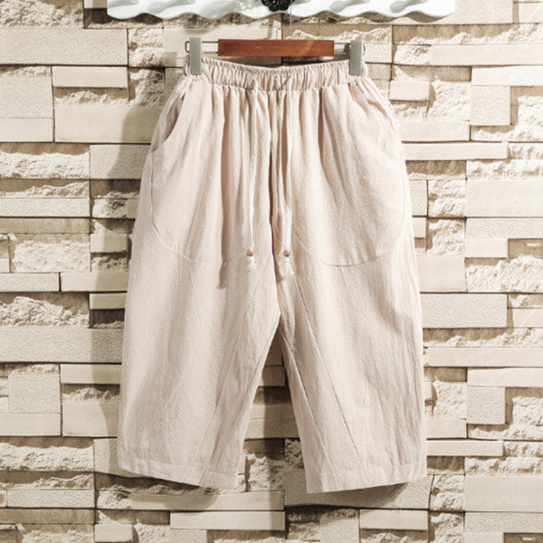 Pantalones harén para hombre confeccionados en lino de algodón.