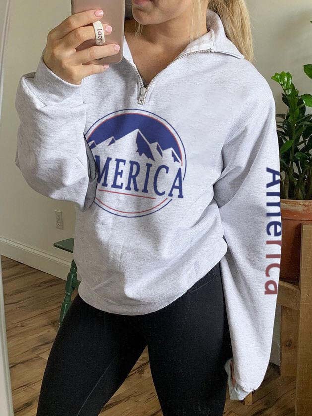 Damen America Print Zip Sweatshirt