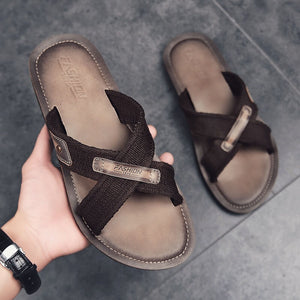 Herren Vintage Casual Summer Beach Flache atmungsaktive bequeme Sandalen Hausschuhe