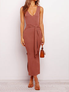 Lässiges Bodycon Split Midikleid