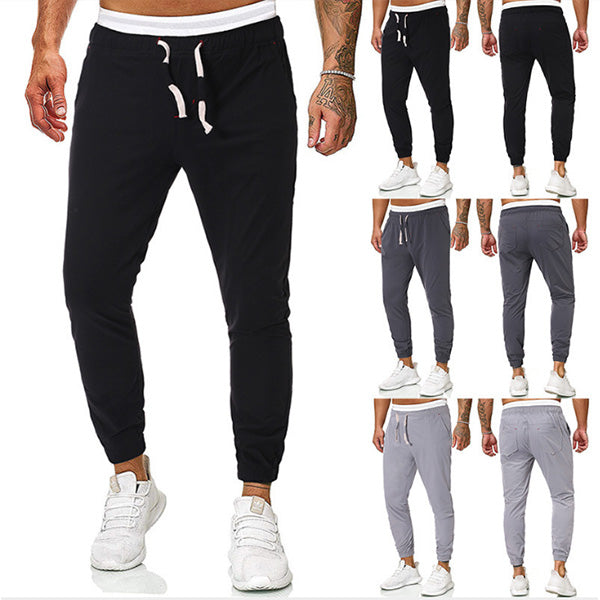 Lässige einfarbige Baumwoll-Tether-Hose für Herren