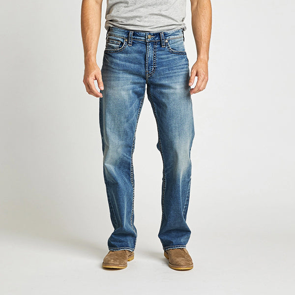 Stretchige Mid Rise Loose Fit Jeans mit geradem Bein