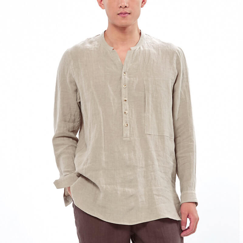 Camiseta de algodón clásica y cómoda para hombre, de manga larga y manga larga.