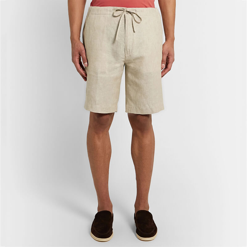 Cordones ultra suaves y cómodos de verano para hombres con cremallera, shorts de lino ecológicos