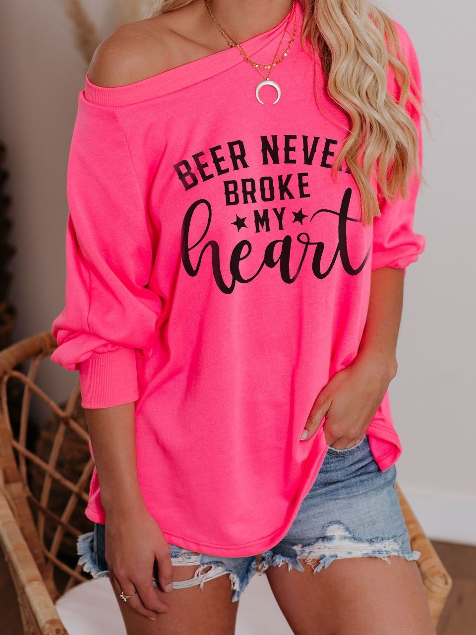 Bier brach nie mein Herz drucken Schulter-T-Shirt