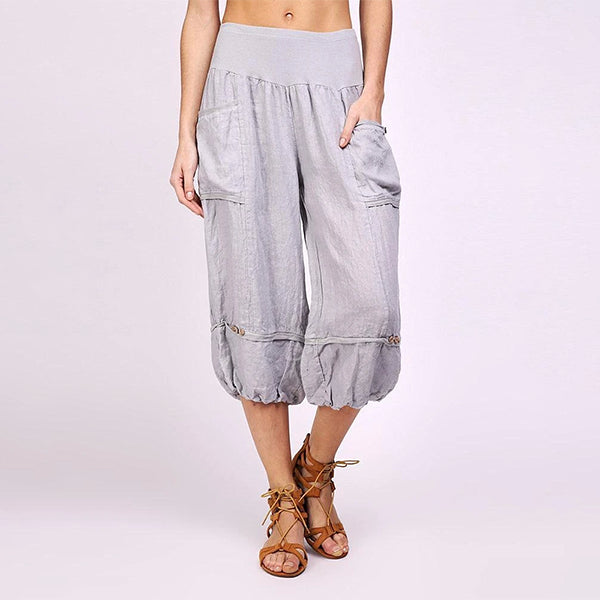 Frauen einfarbige elastische Taille Jogger Capris