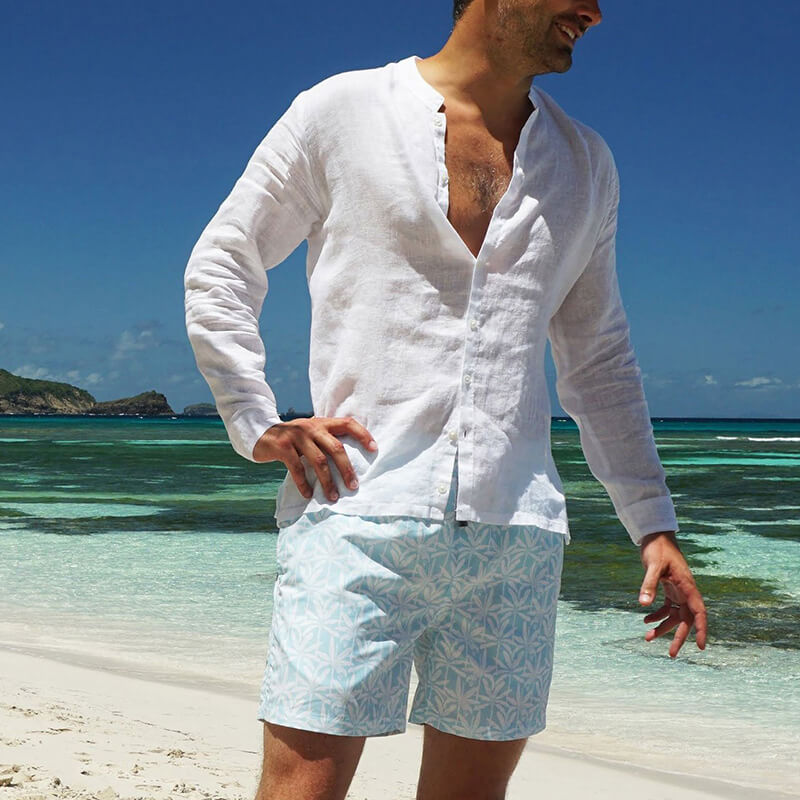 Leichtes Leinenhemd im Sommerstrand-Stil für Herren