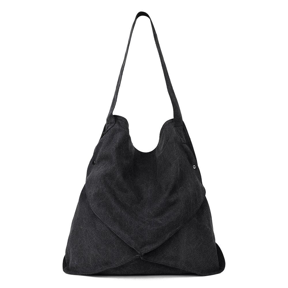 Bolso de hombro de lona casual desordenado para mujer