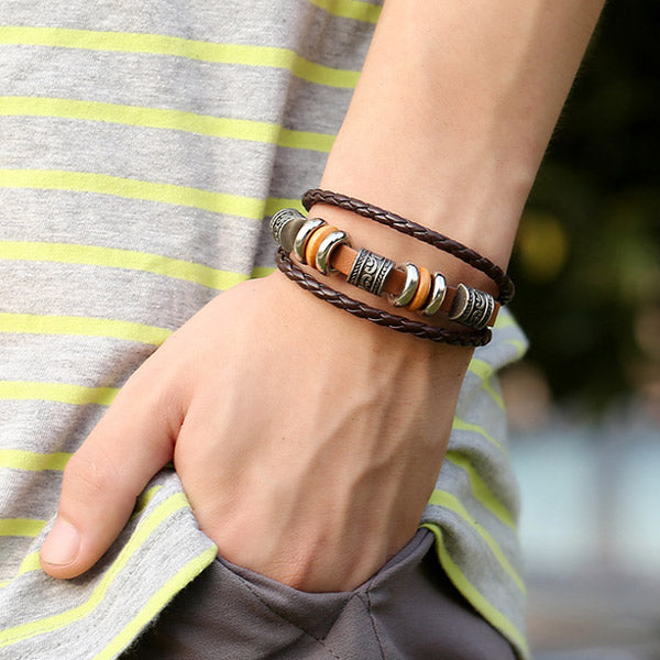 Bolso Herren vintage de cuero tejido de aleación