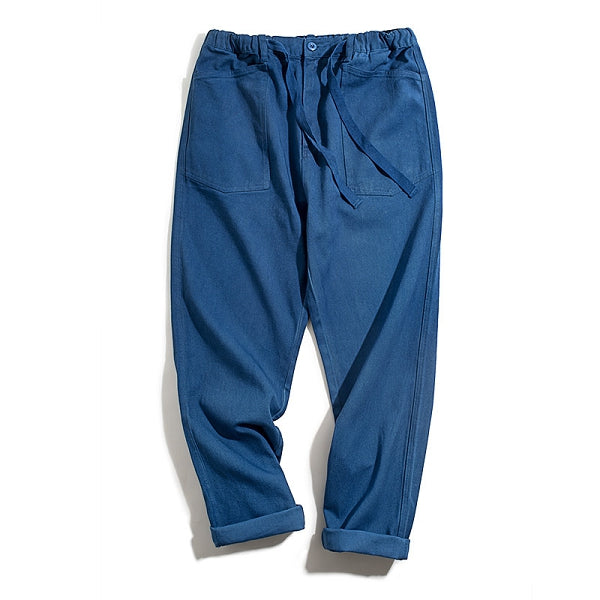 Pantalones de ocio rectos sueltos azules