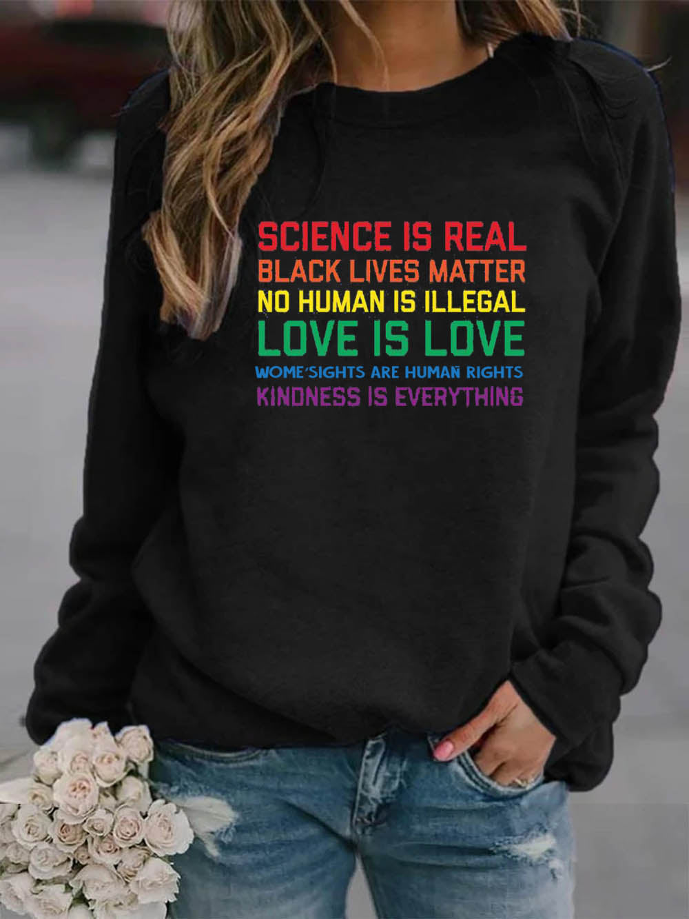 Love for Women is Love for Black Animals for a Sweater Print