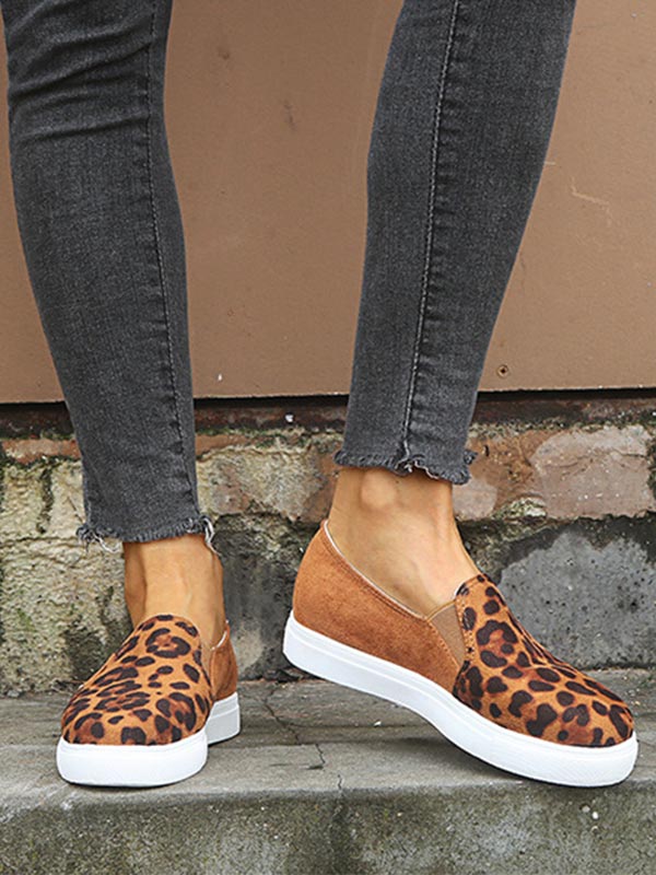 Damen Dick Leopardenmuster Bequeme Slouchy Hausschuhe