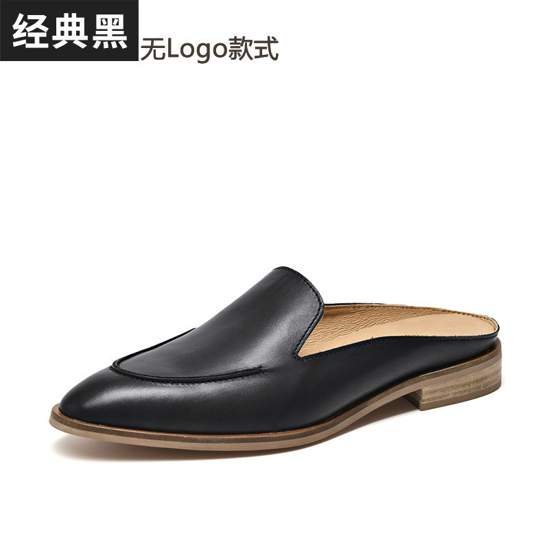 Mule leather shoes in white / black