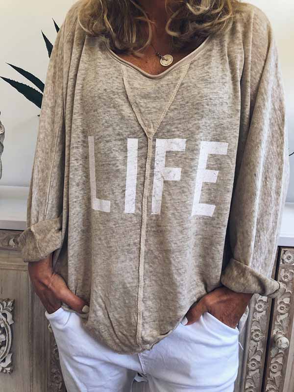 Damen T-shirt Große Größe Shirt Mit Print LIFE
