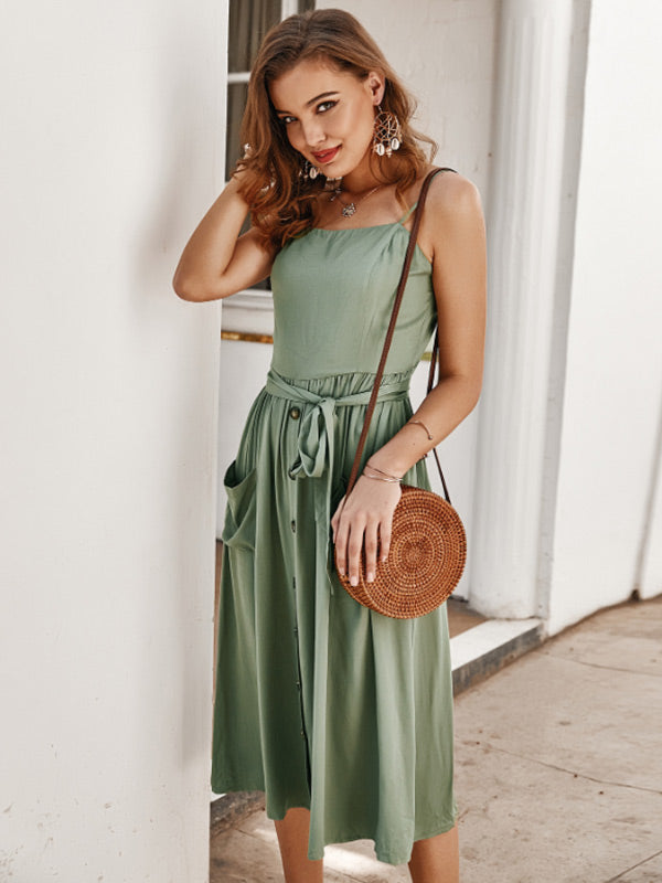 Vestido sin tirantes para mujer con corbata