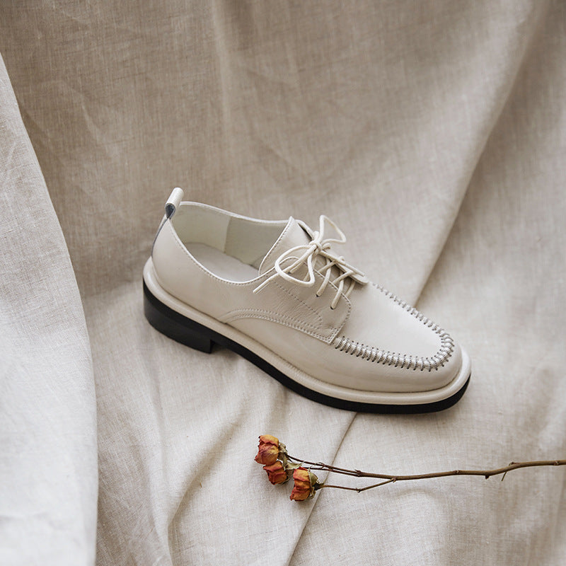 Derby Lederschuhe In Weiß / Schwarztestsettestttsetste