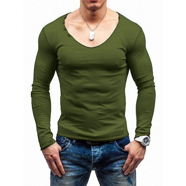 Cuello de pico y cuello de pico de manga larga para hombre