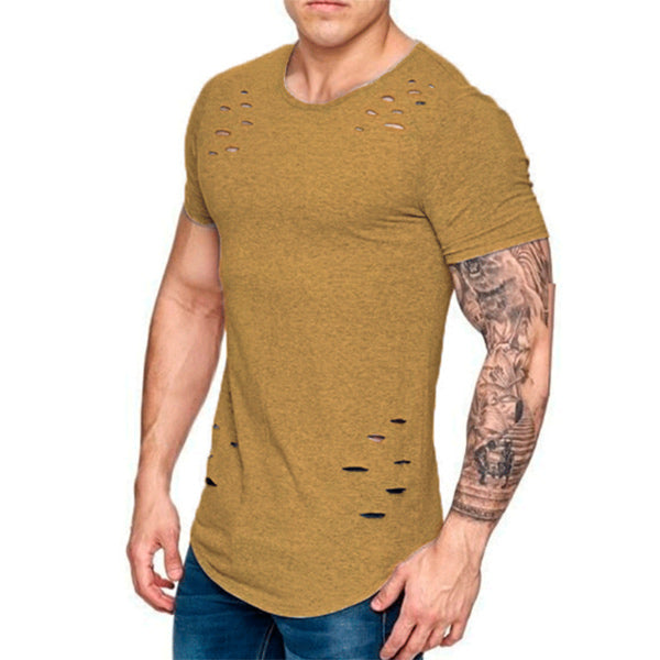 Camisa de un color con agujeros para hombres.
