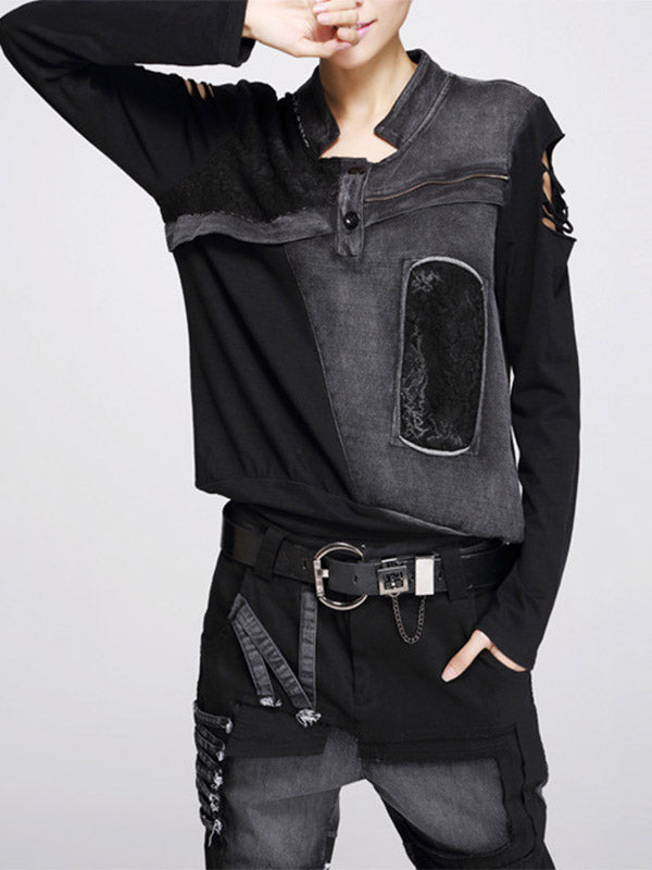 Camisa de manga larga para mujer con efecto arruinado