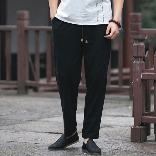 Pantalón de terciopelo suelto de lino para hombre.