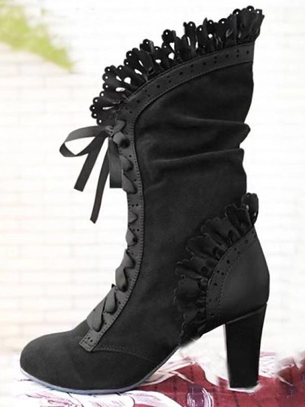 Zapatos de mujer con tacones de encaje