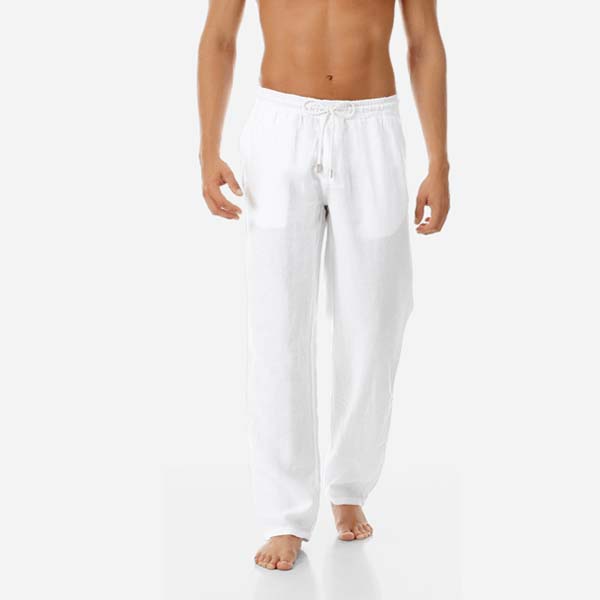 Einfarbige Leinenhose für Herren