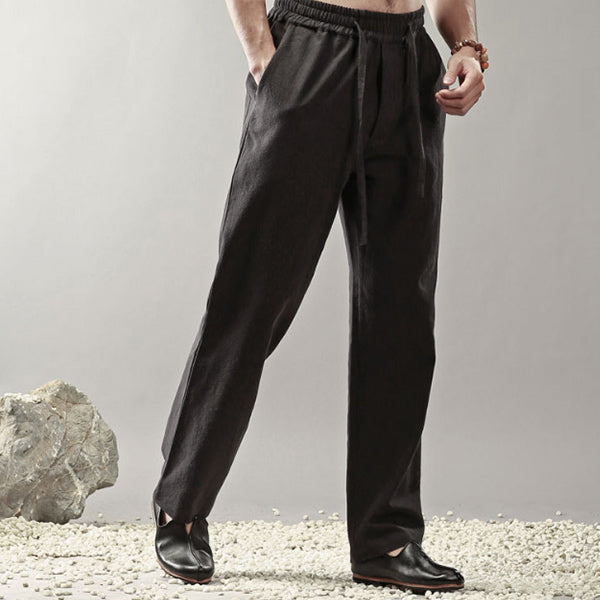 Herren Leinen Casual Straight Hose