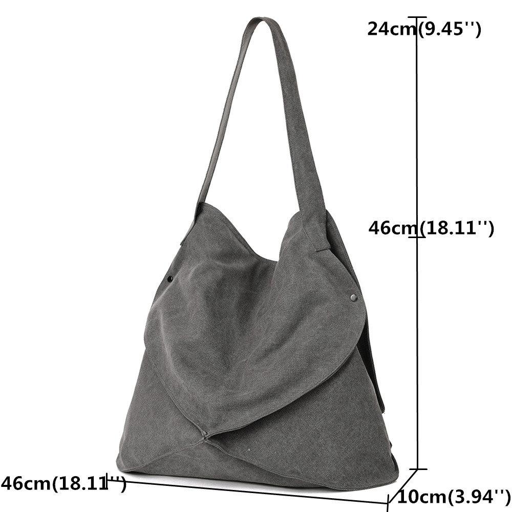 Bolso de hombro de lona casual desordenado para mujer