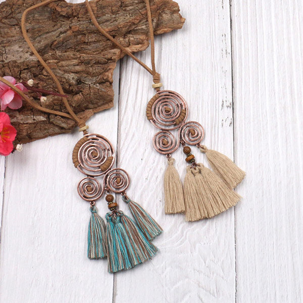 Collar largo redondo de maceta, estilo vintage