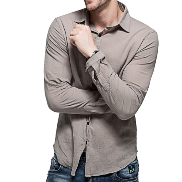 Camisa de hombre liviana y fresca de color liso