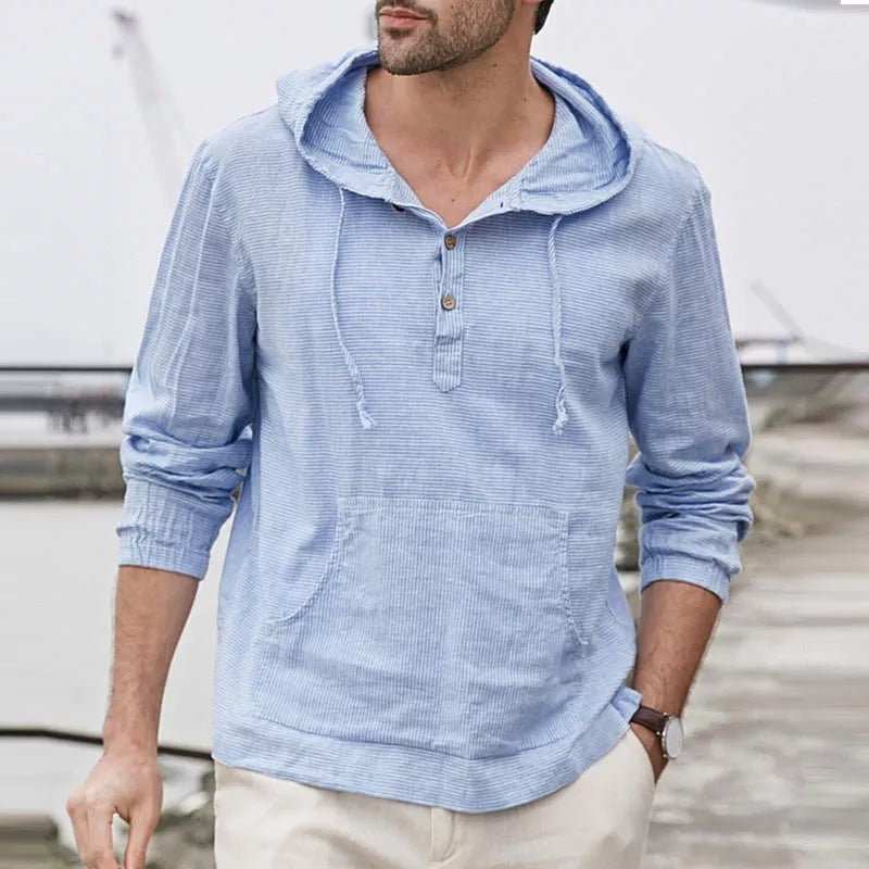 Camisa de lino a rayas para hombre