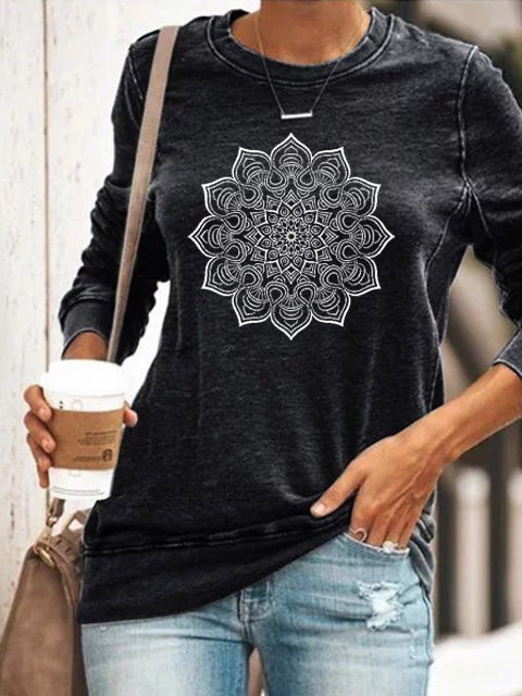 Langarm-Sweatshirt mit Mandala-Print
