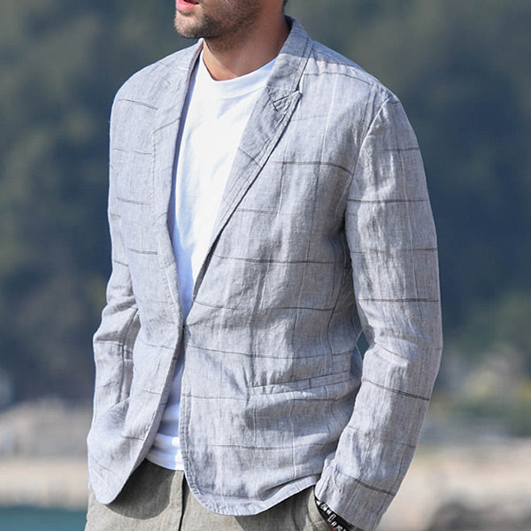 Traje casual a cuadros de lino para hombres