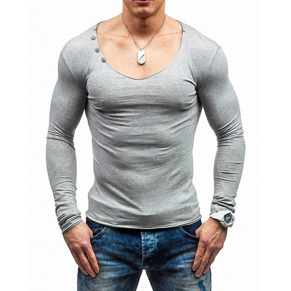 Cuello de pico y cuello de pico de manga larga para hombre