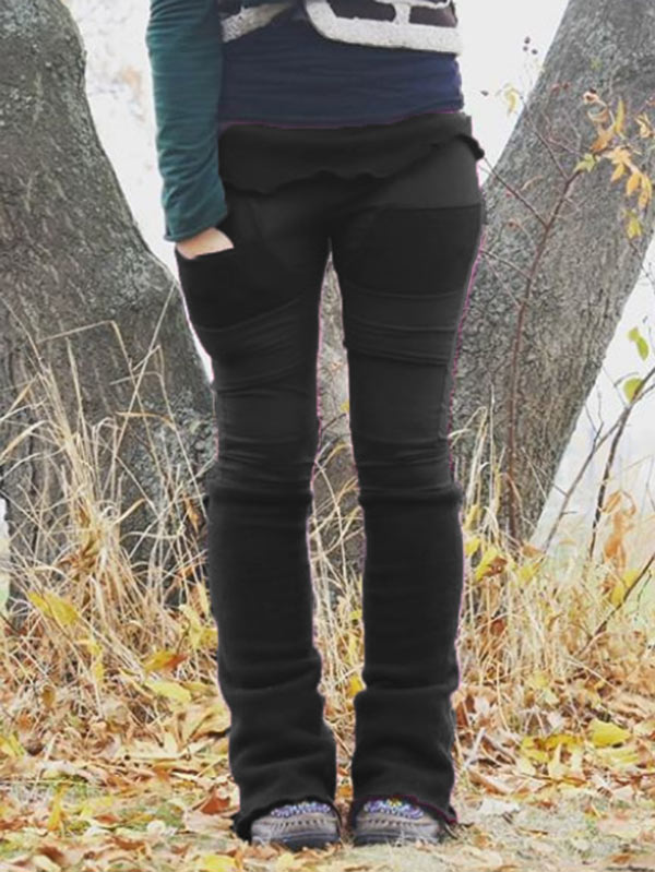 Damen Vintage genähte Tasche elastische Leggings