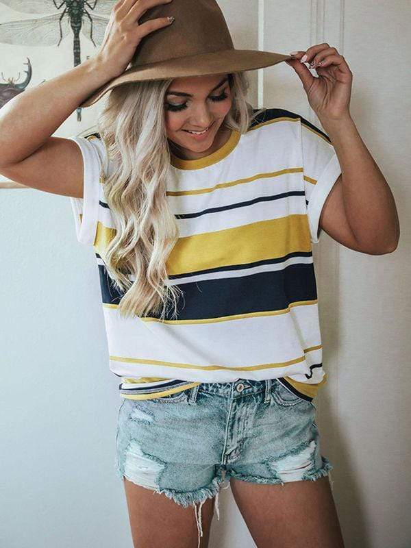 Camiseta con despertadores a rayas de colores