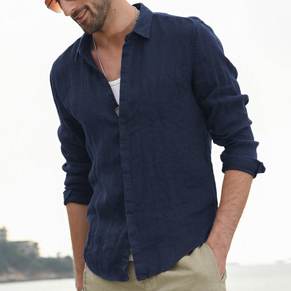 Herren Langarmhemd aus weichem, atmungsaktivem Leinen