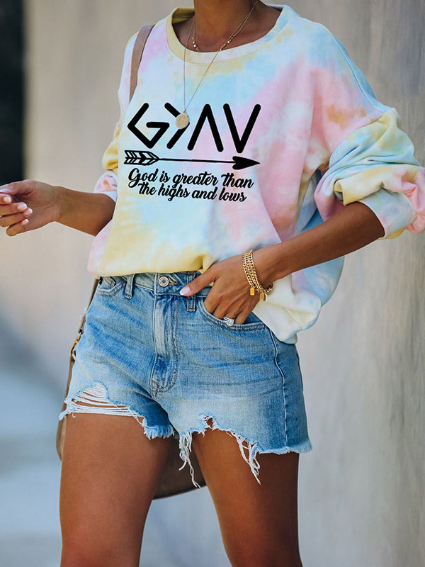 Frau Gott ist größer als die Höhen und Tiefen gemalt Sweatshirt