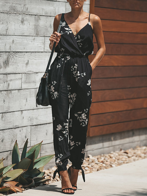 Sexy Halfter Sling Jumpsuit mit V-Ausschnitt
