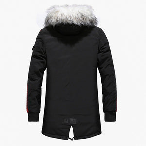 2018 Autumn Men's Large Fur Collar Cotton Thick Long Coat