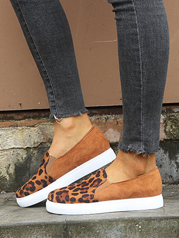 Damen Dick Leopardenmuster Bequeme Slouchy Hausschuhe