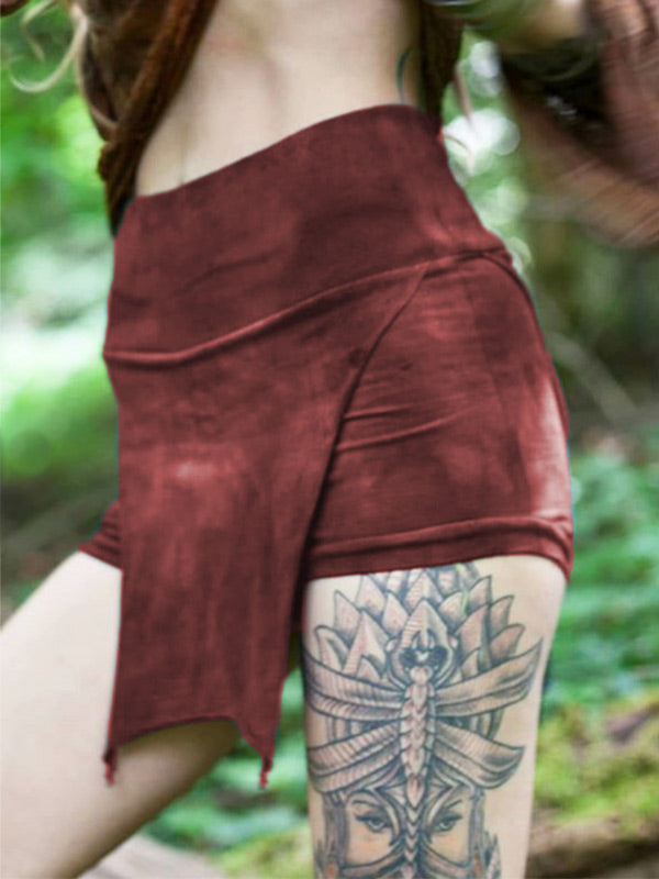 Retro gefärbte Patchwork-Shorts für Damen