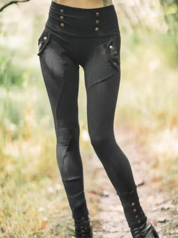 Botones de otoño para mujer con leggings decorativos