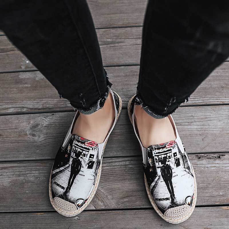 Zapatos de cáñamo cómodos de moda para hombre, lujo y verano.