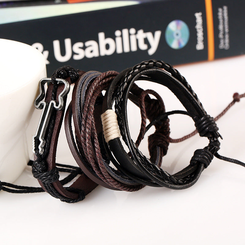 Pulsera tejida vintage de guitarra punk para hombre