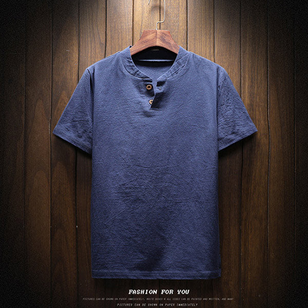 Kurzarm-T-Shirt aus chinesischem Leinen für Herren