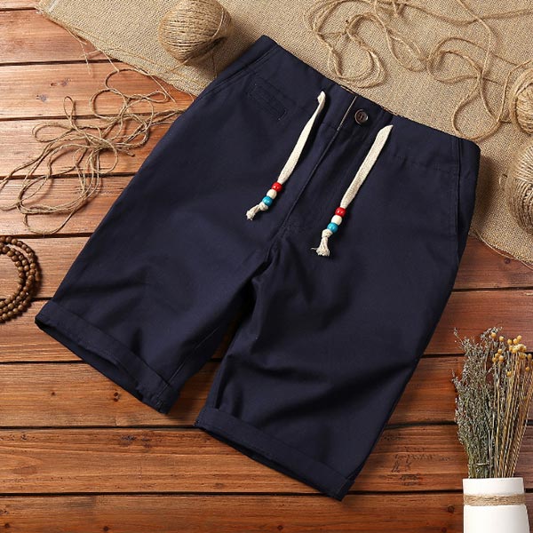 Shorts lisos en algodón liso y lino para hombre