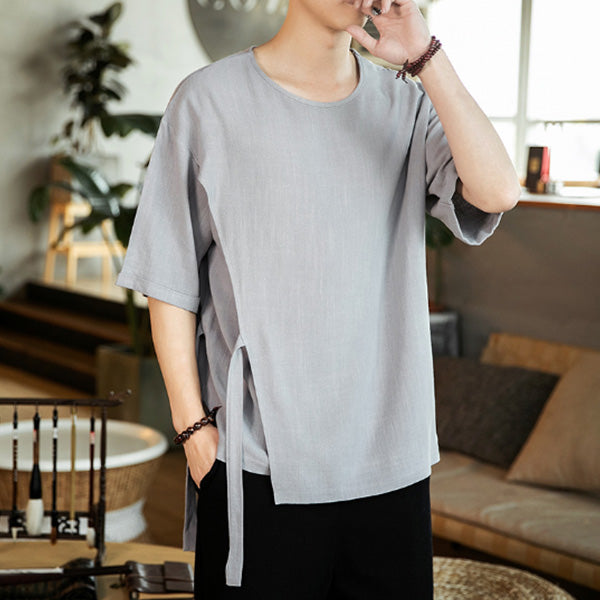 Camiseta de hombre en estilo chino con encaje